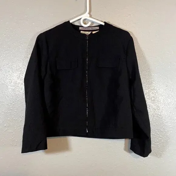 Vintage Kathie Lee Collection Womens Medium 8/10 Black Jacket Full Zip Business - Picture 6 of 6